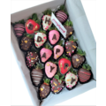 20pcs CUPID'S ARROW x LOVE Pink Design Chocolate Strawberries Gift Box (Custom Wording)